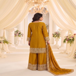 Royal Chinon Embroidered Sharara Suit Set